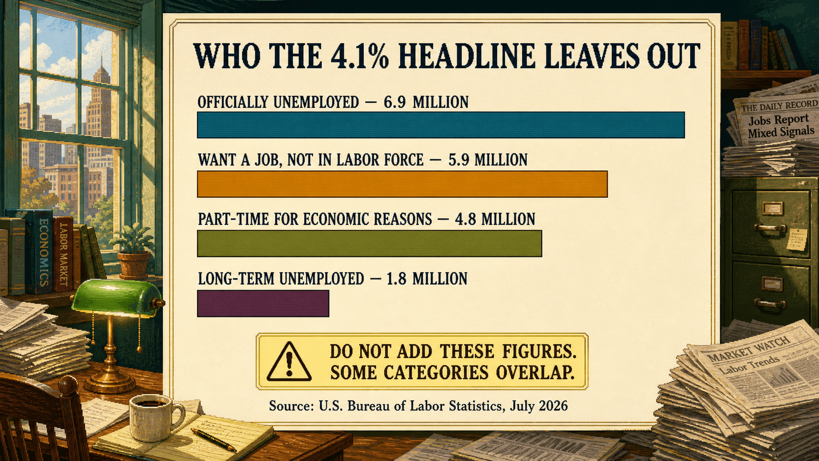 Distinct BLS measures of labor-market slack in July 2026